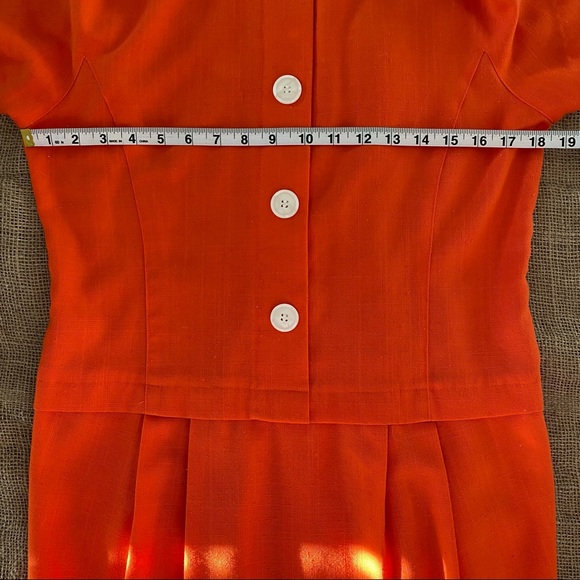 Bright Orange True Vintage 80s Jessica Howard Office Dress with a Linen Feel - Picture 10 of 13